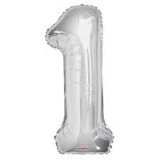 34" Giant Number Balloon - Silver 1