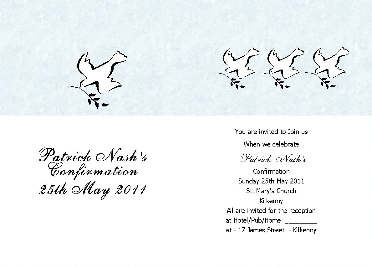 Confirmation Invitations - Personalised