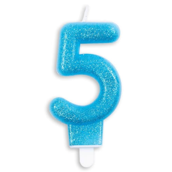 Number Birthday Candle and Holder 1-9 - BLUE
