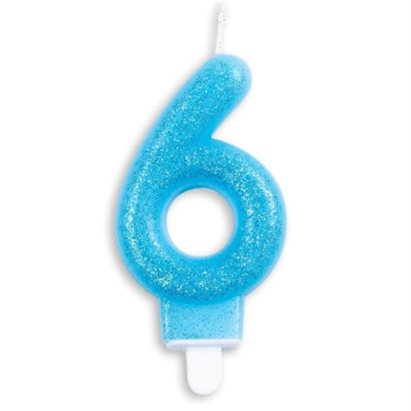 Number Birthday Candle and Holder 1-9 - BLUE