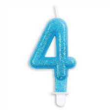 Number Birthday Candle and Holder 1-9 - BLUE