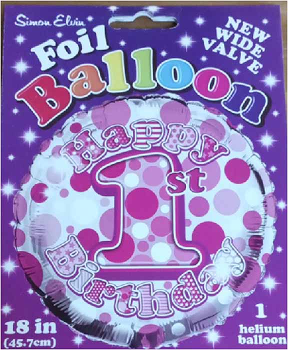 Happy 1st Birthday Foil Balloon