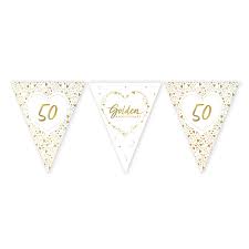 Happy engagement paper bunting with 11 flags