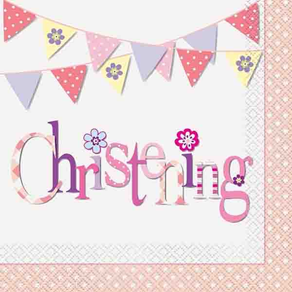 pink christening napkins