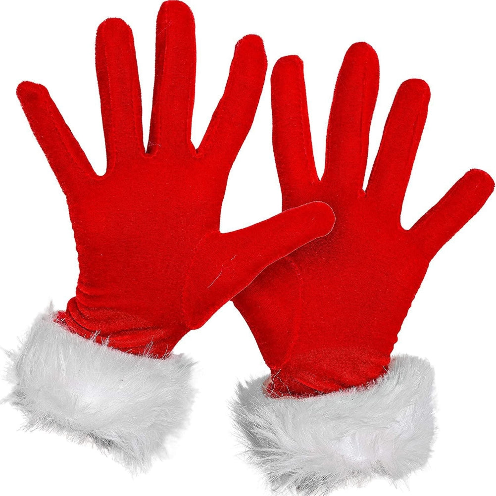Christmas Red Velvet Santa Gloves