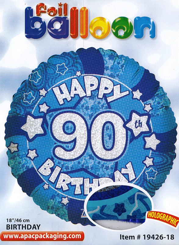 90th Foil  Balloons- Blue