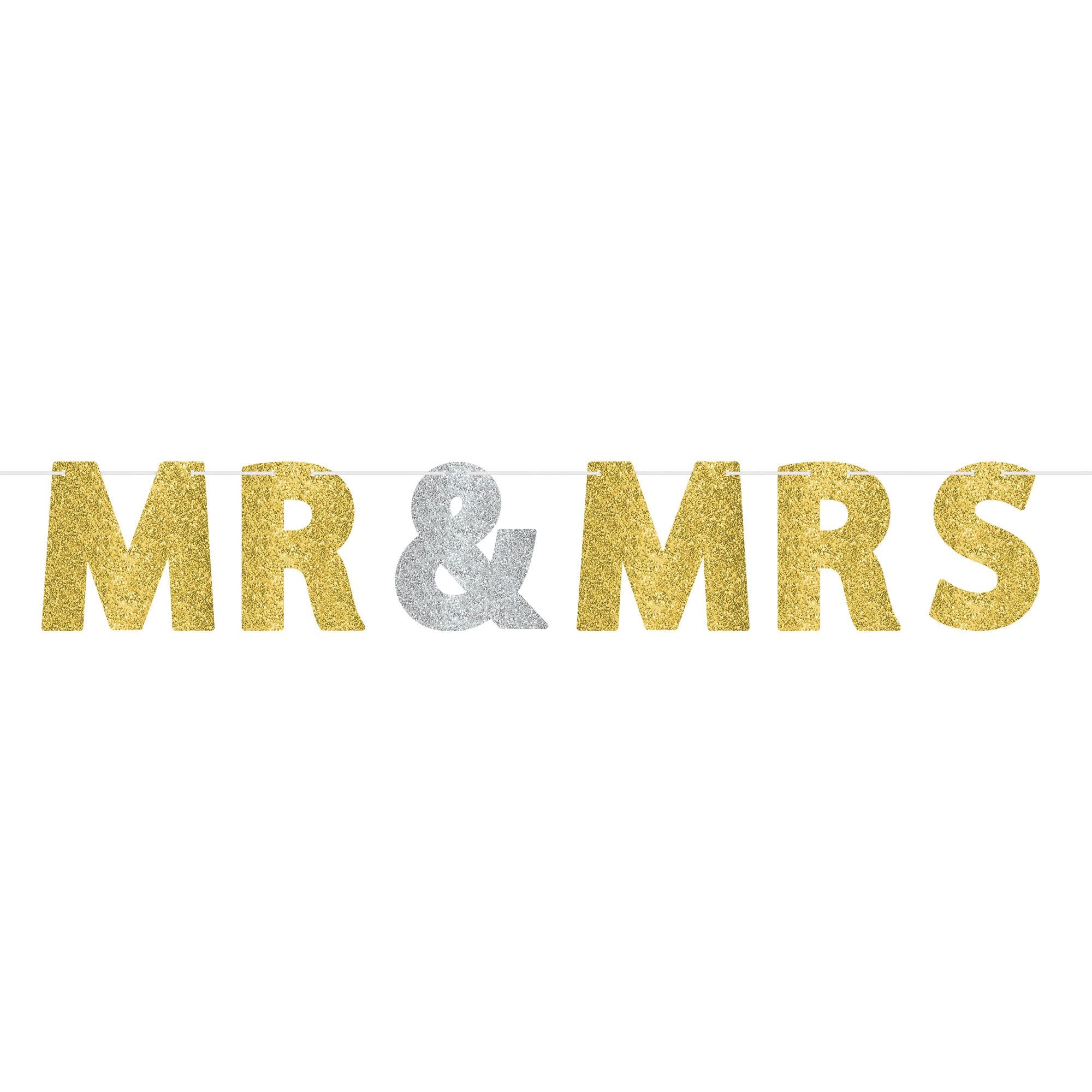 Mr. & Mrs. Glitter Letter Banner