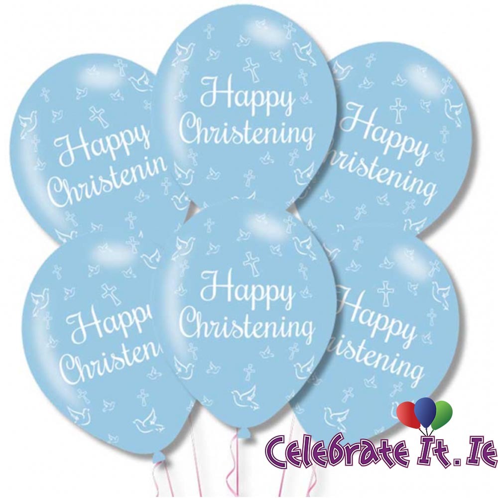 Blue Christening Latex Balloons