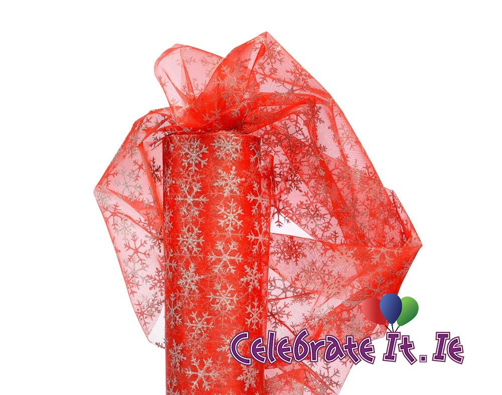 Soft Sheer Organza - Red with Gold Dots