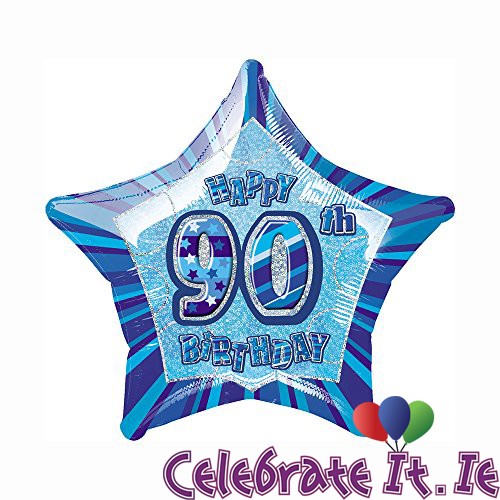 Foil Balloon - 90th Birthday - Prismatic Blue Star