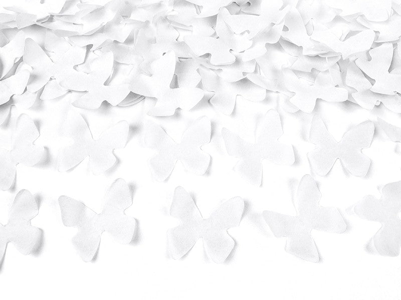 Confetti Cannon With Butterflies, White, 80cm, 1piece.