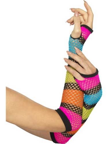 Striped Fishnet Gloves