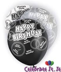 Glitzy Black Birthday - Latex Balloons