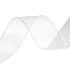 Woven Edge Organza Ribbon - White 10mm