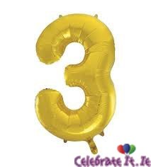 34" Giant Number Balloon - Gold 3