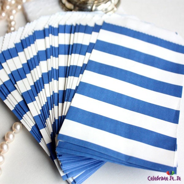 Sweet Bags - Medium Blue & White Candy Stripe
