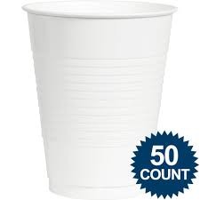 White Plastic Cups - 50 Pack