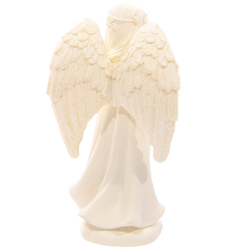 Cream Standing Angel with Love Heart Figurine