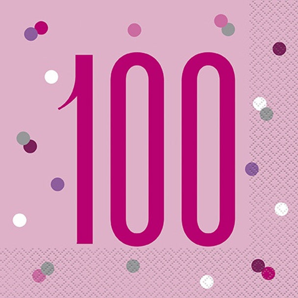 100th Napkins - Pink/Blue