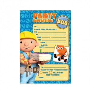 Bob The Builder - Yellow Invitations