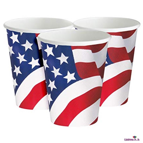 American Flag Paper Cups