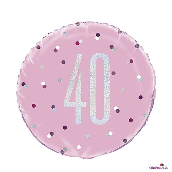40th Foil Balloon - Pink