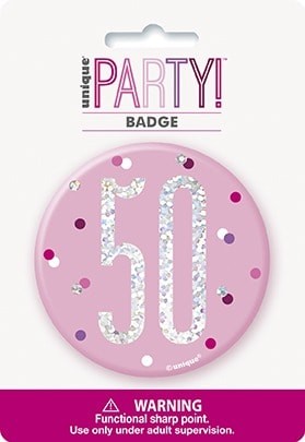 Giant 18th Badge - Glitzy Pink