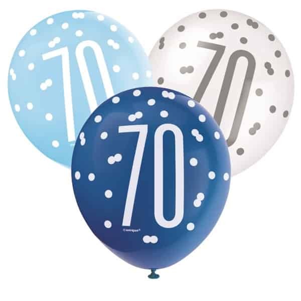 70th Birthday - Blue Balloons