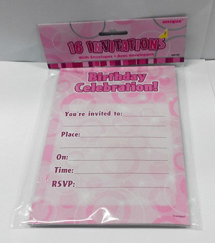 Glitzy Pink - Invitations