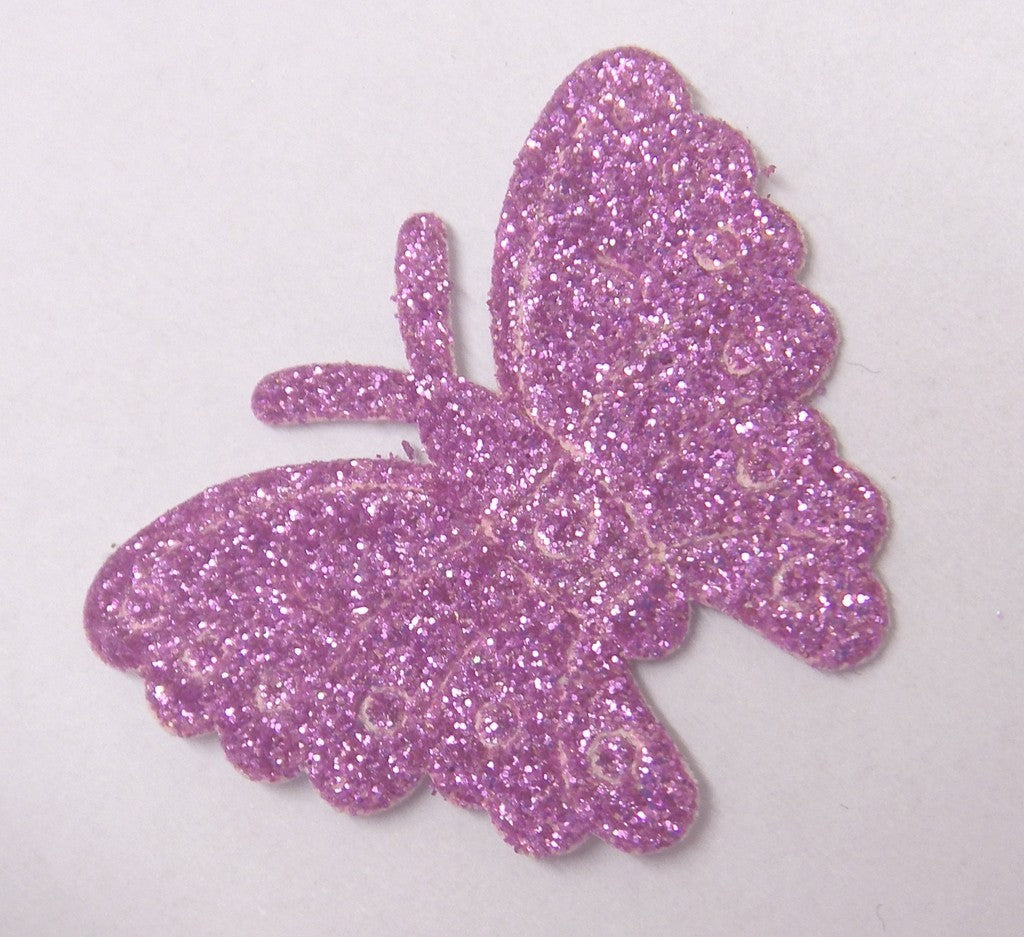 Pink Self Adhesive Glitter Butterflies (12 Pk)
