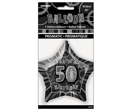 60th Star - Foil Balloon - Black