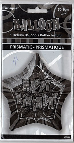 Happy Birthday Star - Foil Balloon - Black