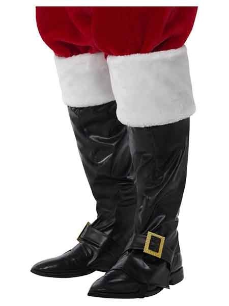 Santa Boot Covers, Black, with Fur