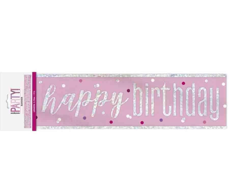Glitzy Pink - Banner - Happy Birthday