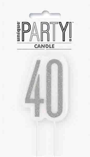 Black 40th Birthday Candle