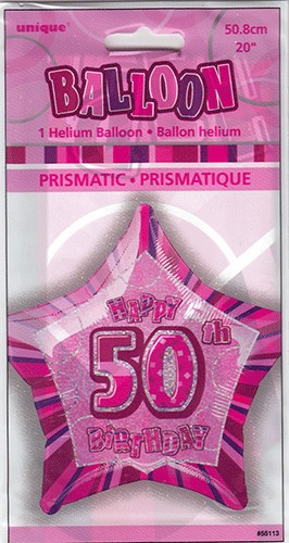 50th Star - Foil Balloon - Pink