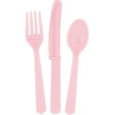 Pastel Pink Plastic Cutlery