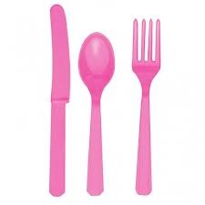 Hot Pink Assorted Cutlery