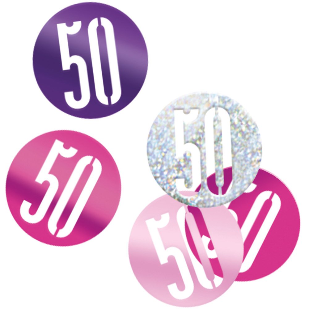 Birthday Pink Glitz Number 50 Confetti