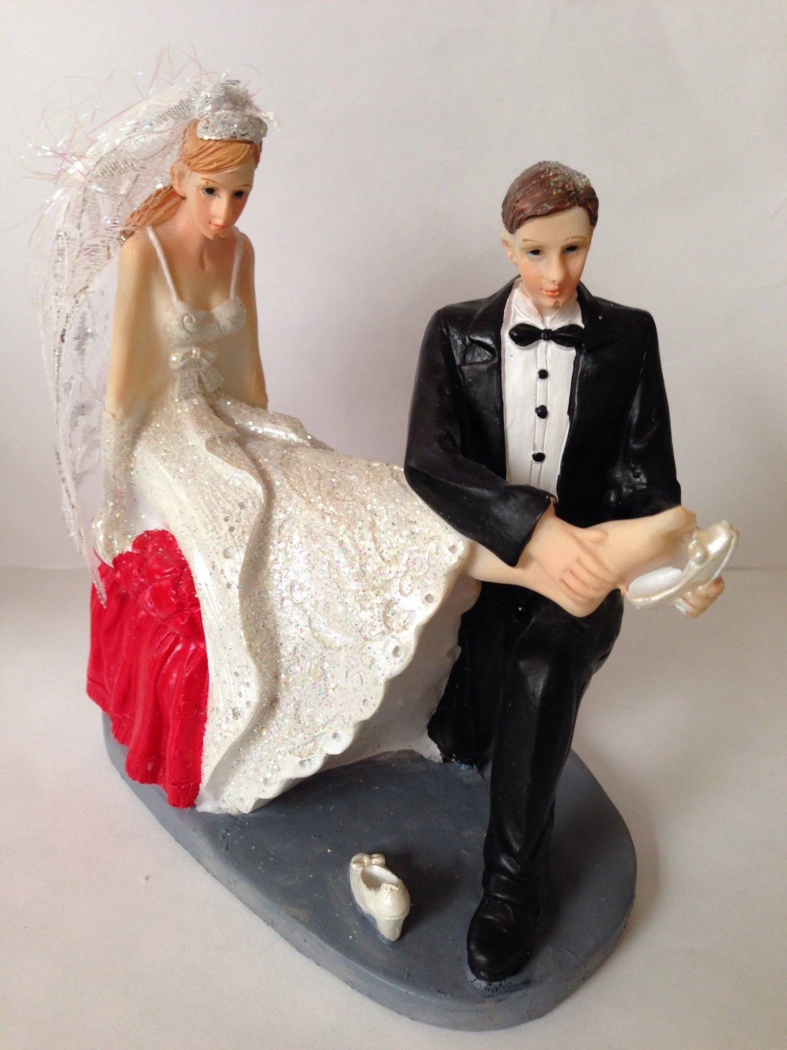 Bride and Groom Embrace Cake Topper 