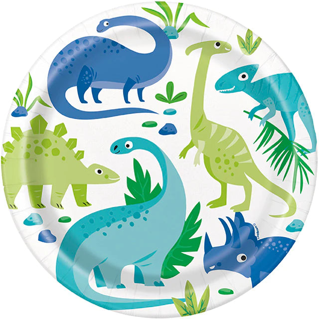 Blue And Green Dinosaur Plates Large